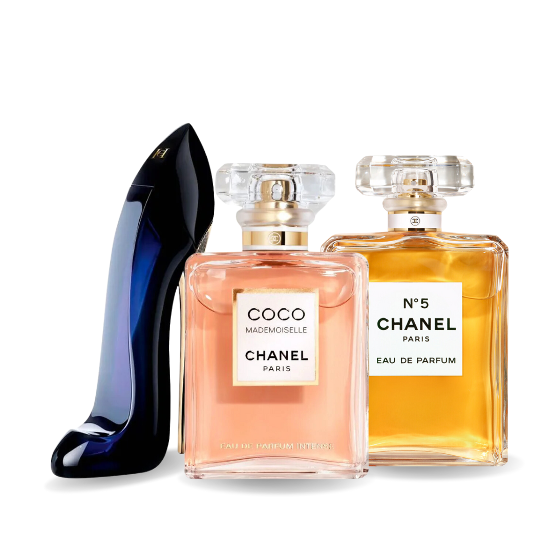Conjunto de 3 Perfumes | GOOD GIRL, COCO MADEMOISELLE, Chanel Nº5 100 ml