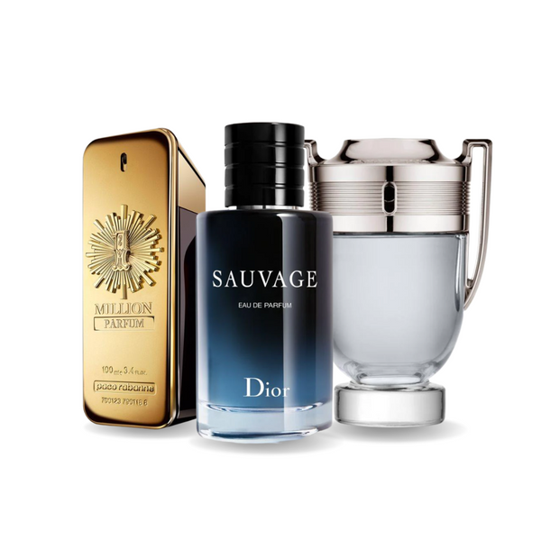 Conjunto de 3 Perfumes | Paco Rabanne ONE MILLION, Dior SAUVAGE, Paco Rabanne INVICTUS 100 ml