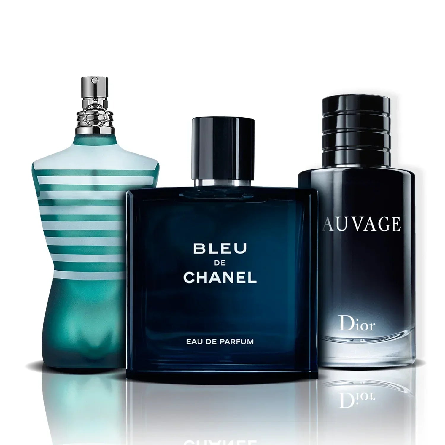 Conjunto de 3 Perfumes | Le Male, Bleu de Chanel e Sauvage (100 ml)