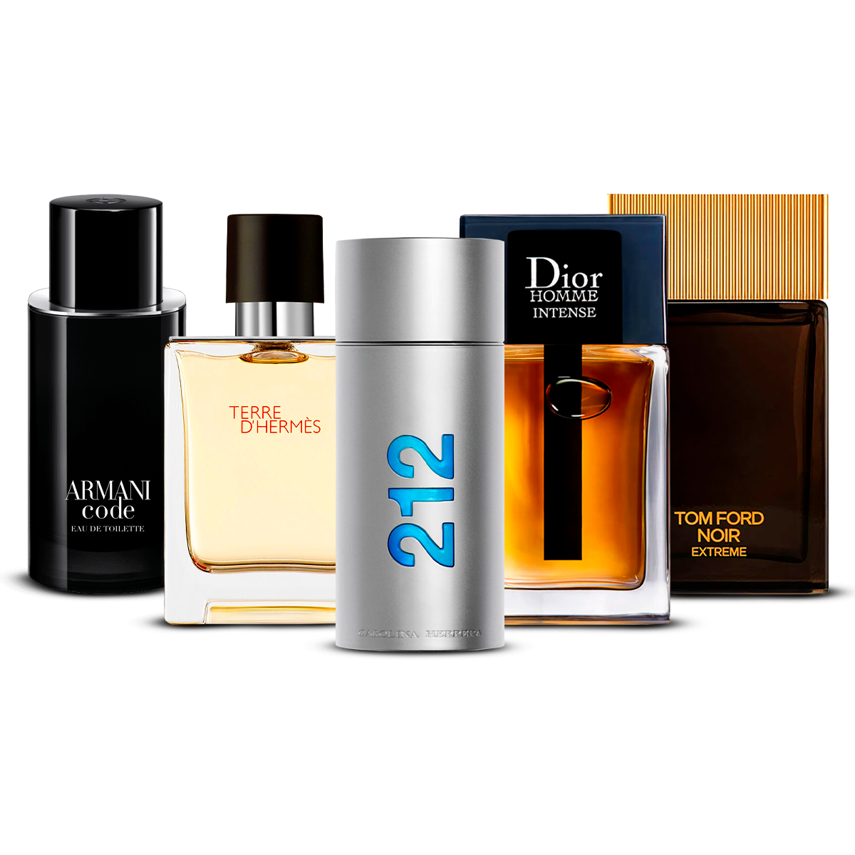 Conjunto de 5 Perfumes – Armani Code, Invictus, Dior Homme Intense, Bleu de Chanel e Terre d'Hermès [100 ml cada um] (Cópia)