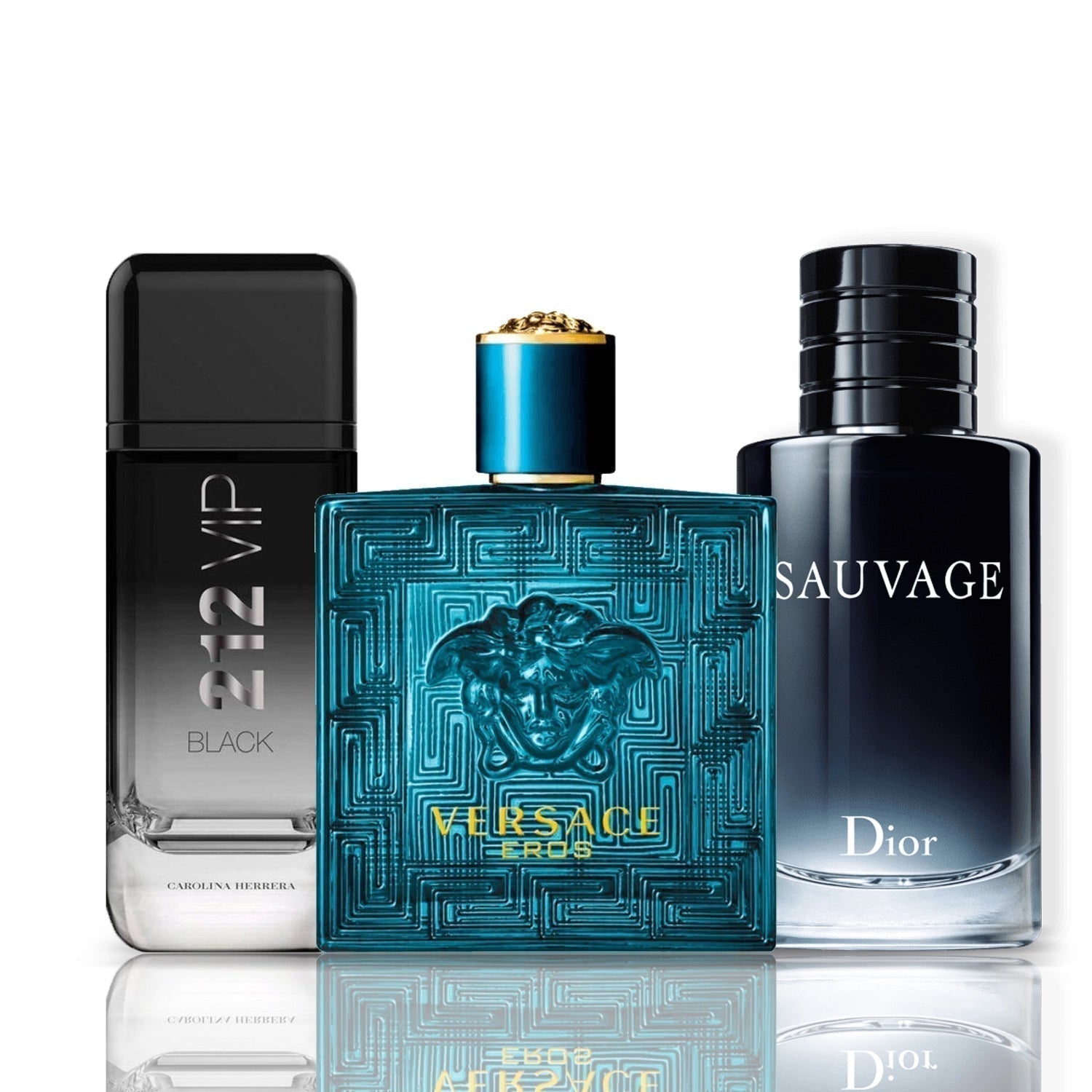 Conjunto de 3 Perfumes | 212 VIP Black + Versace Eros + Sauvage Dior 100 ml